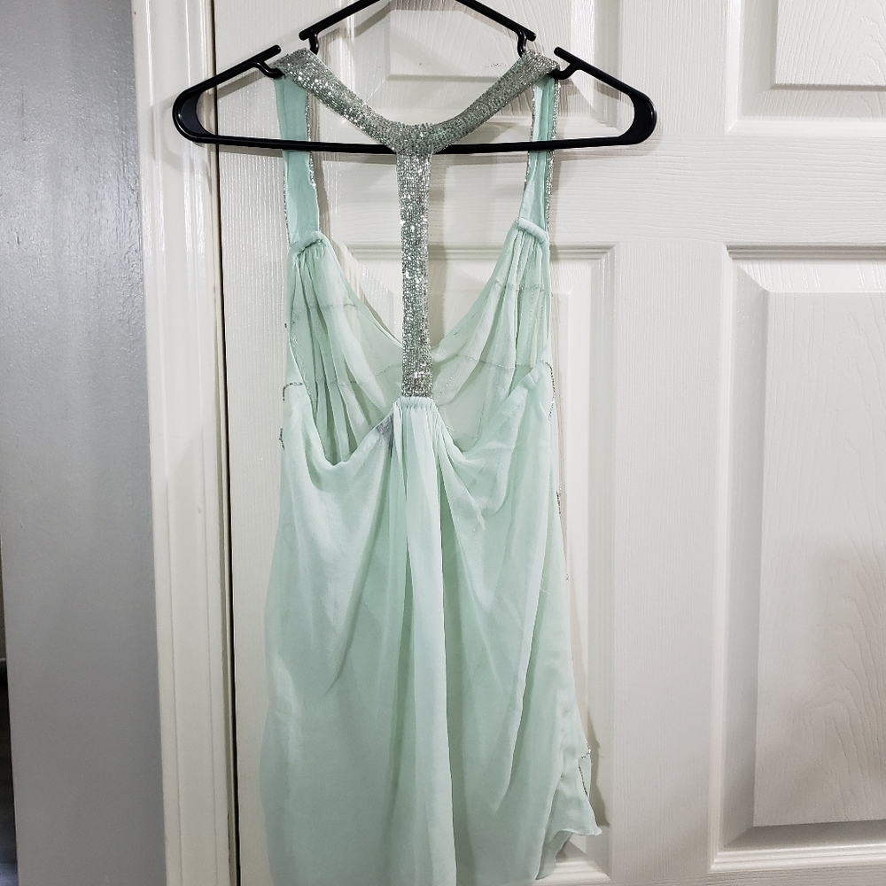 Buckle Beaded sheer light green top ON SALE 11pm - Picture 4 of 4